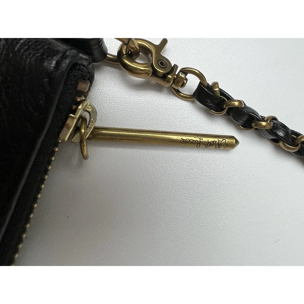 Black Leather Crossbody Purse Elliott Lucca Messina Bag Gold Accents